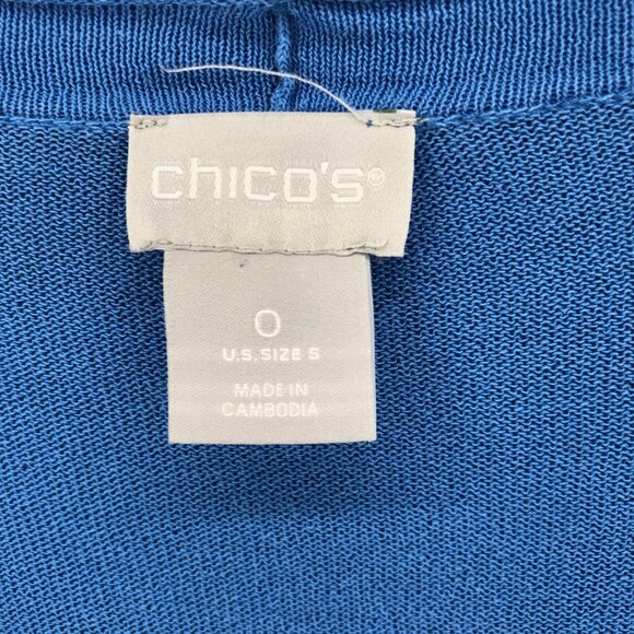 Chicos Sweater Womens 0 US Small Blue Cardigan Open Cropped Knit Stretch Casual - Picture 5 of 9